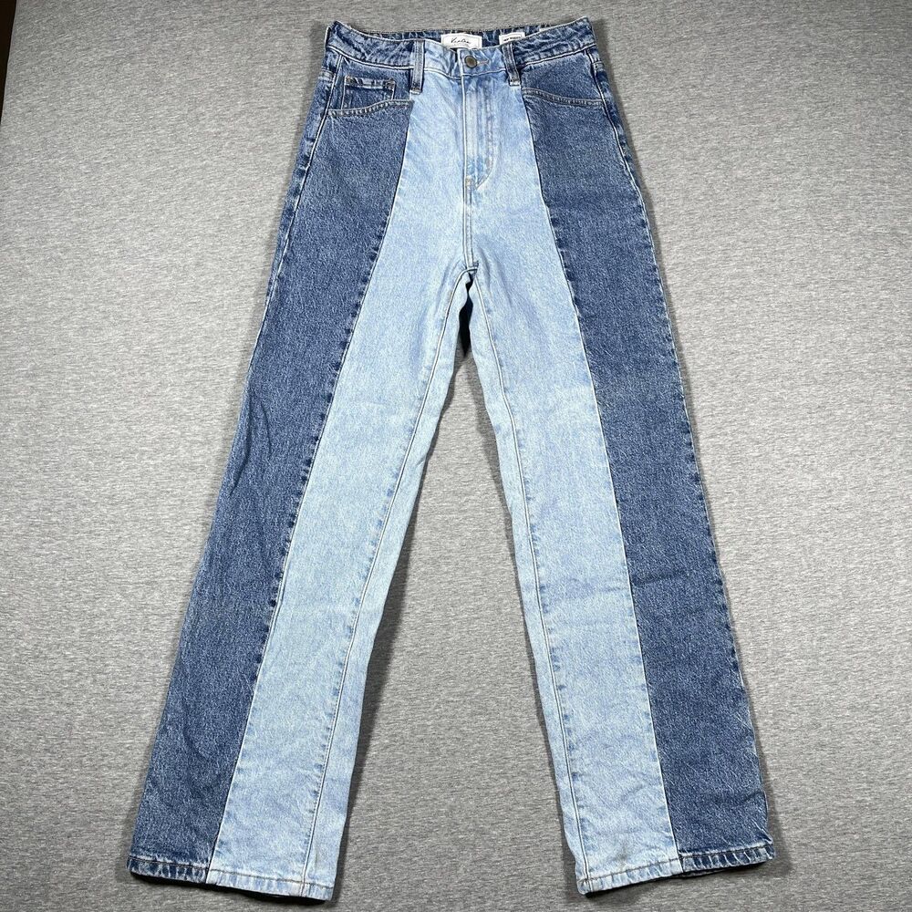 KanCan Jeans Womens 27 Blue Wide Leg High Waisted Two-Tone Panel Denim